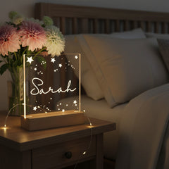 Personalised Name and Stars Gift Night Light LED Lamp Engraved Personalised Lights ukgiftstoreonline