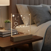 Personalised Name and Stars Gift Night Light LED Lamp Engraved