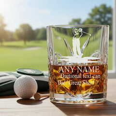 Engraved Sports Award Golf Theme Crystal Cut Whiskey Glass Gift Personalised Whiskey Glass ukgiftstoreonline