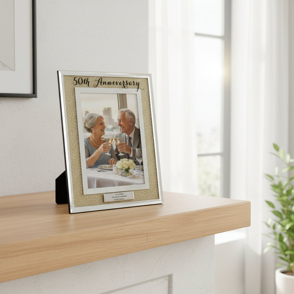Personalised 50th Diamond Anniversary Crystal Border Photo Frame Gift Anniversary Photo Frame ukgiftstoreonline