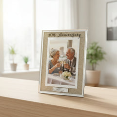 Personalised 50th Diamond Anniversary Crystal Border Photo Frame Gift Anniversary Photo Frame ukgiftstoreonline