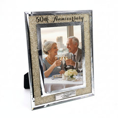 Personalised 50th Diamond Anniversary Crystal Border Photo Frame Gift Anniversary Photo Frame ukgiftstoreonline