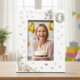 40th Birthday Photo Picture Frame Gift For Her With Butterflies and Flowers Photo Frame ukgiftstoreonline Portrait