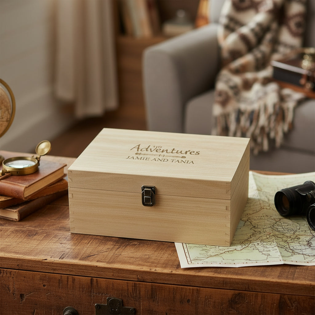 Wooden Personalised Adventure Memory Keepsake Box Gift Keepsake Memory Box ukgiftstoreonline