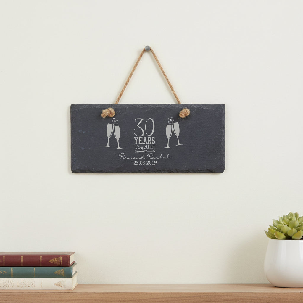 Engraved Personalised Slate Stone 30th Anniversary Plaque Gift Personalised Slate Marker ukgiftstoreonline
