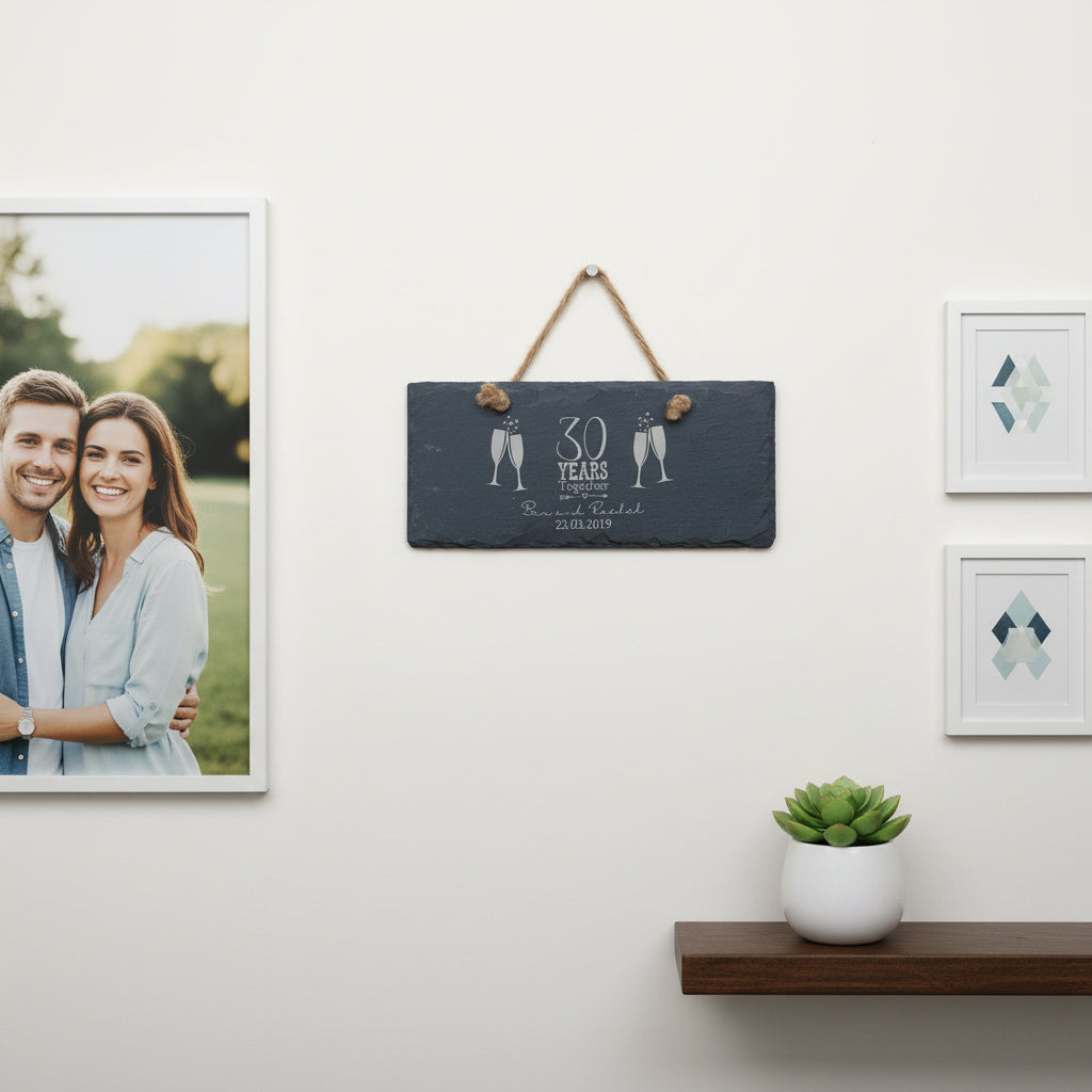 Engraved Personalised Slate Stone 30th Anniversary Plaque Gift Personalised Slate Marker ukgiftstoreonline
