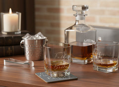 Father of the Bride Gift Set Glass and Coaster With Silver Inscription Personalised Whiskey Glass ukgiftstoreonline