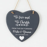 Personalised To Love and Cherish Wedding Slate Heart Gift Engraved Stone Personalised Heart Gifts ukgiftstoreonline