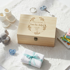 Personalised Baby Memories Large Wooden Engraved Keepsake Box Welcome To The World