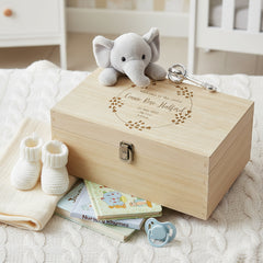 Personalised Baby Memories Large Wooden Engraved Keepsake Box Welcome To The World