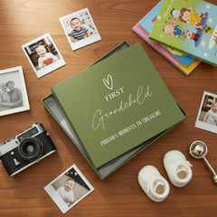 First Grandchild Memories Olive Green Photo Picture Album Holds 50 x 6"x4" Photo album ukgiftstoreonline