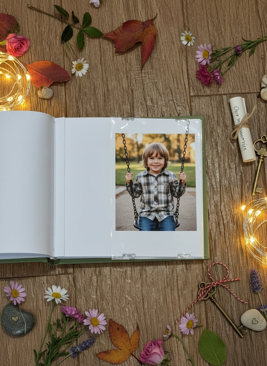 First Grandchild Memories Olive Green Photo Picture Album Holds 50 x 6"x4" Photo album ukgiftstoreonline