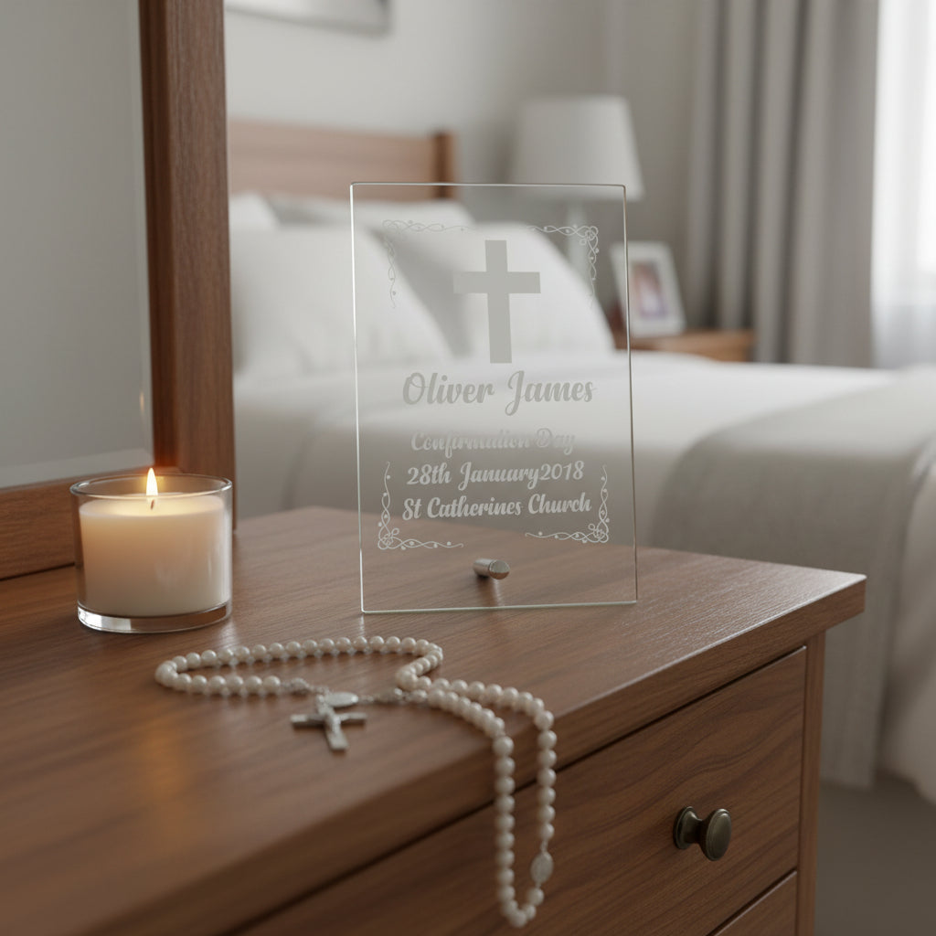 Personalised Confirmation Day Gift Keepsake Glass Plaque Gift Personalised Crystal Glass ukgiftstoreonline