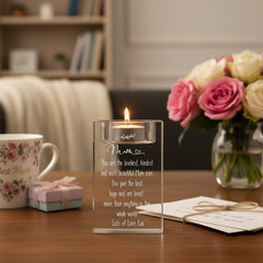 Personalised Mum Engraved Crystal Glass Tea Light Candle Holder With Sentiment Tea Light Holder ukgiftstoreonline