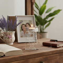 Personalised Mum Engraved Crystal Glass Tea Light Candle Holder With Sentiment Tea Light Holder ukgiftstoreonline