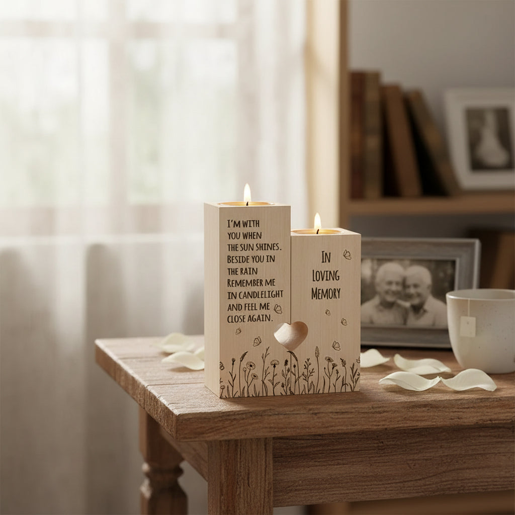 Personalised Sympathy Gift Memorial Gift Remembrance Gifts, Candle Holders - Condolence Gifts, Memorial Candles, Bereavement Gifts for Loss of Mum Dad Tea Light Holder ukgiftstoreonline I'm With You