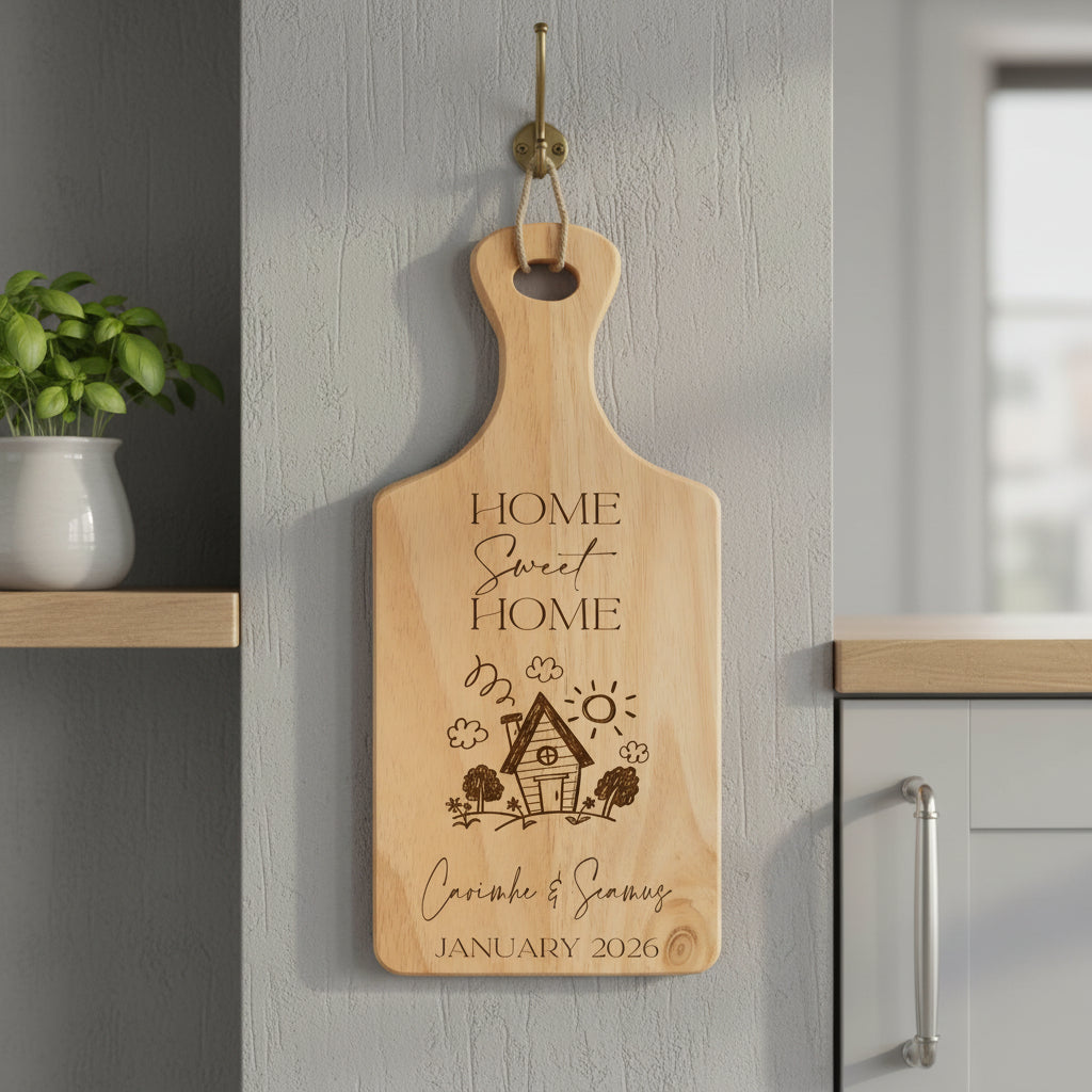 Home Sweet Home Chopping Board, Wooden Family Name, Moving House, New Home Gift, Housewarming Gifts, Gift for Couples, Personalised Gift chopping Board ukgiftstoreonline
