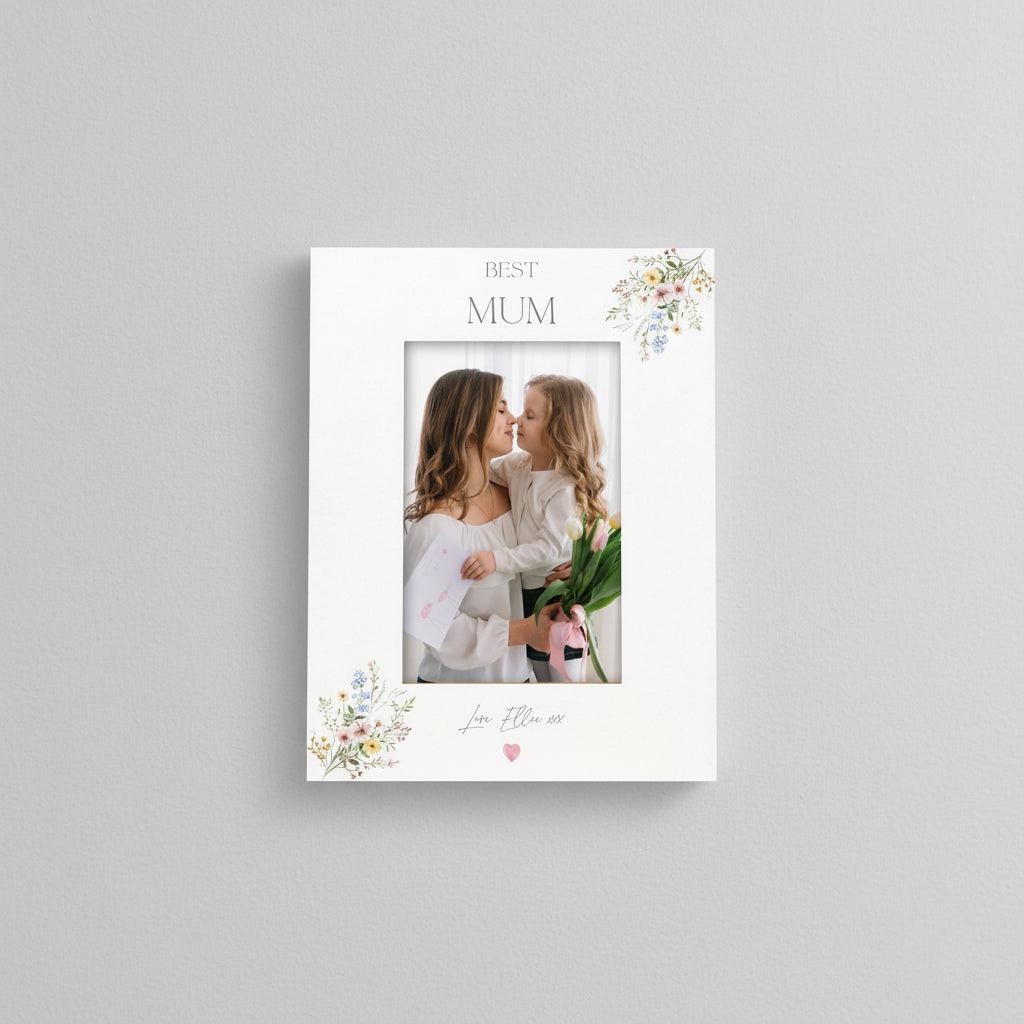 Personalised White Mum Photo Picture Frame Gift With Delicate Flowers Photo Frame ukgiftstoreonline