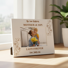 Personalised White Engraved Wooden Mother and Son Photo Frame Photo Frame ukgiftstoreonline