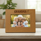 Oak Finish Engraved Wooden Grandma Picture Photo Frame Heart Gift Landscape Photo Frame ukgiftstoreonline 4 x 6 Inch