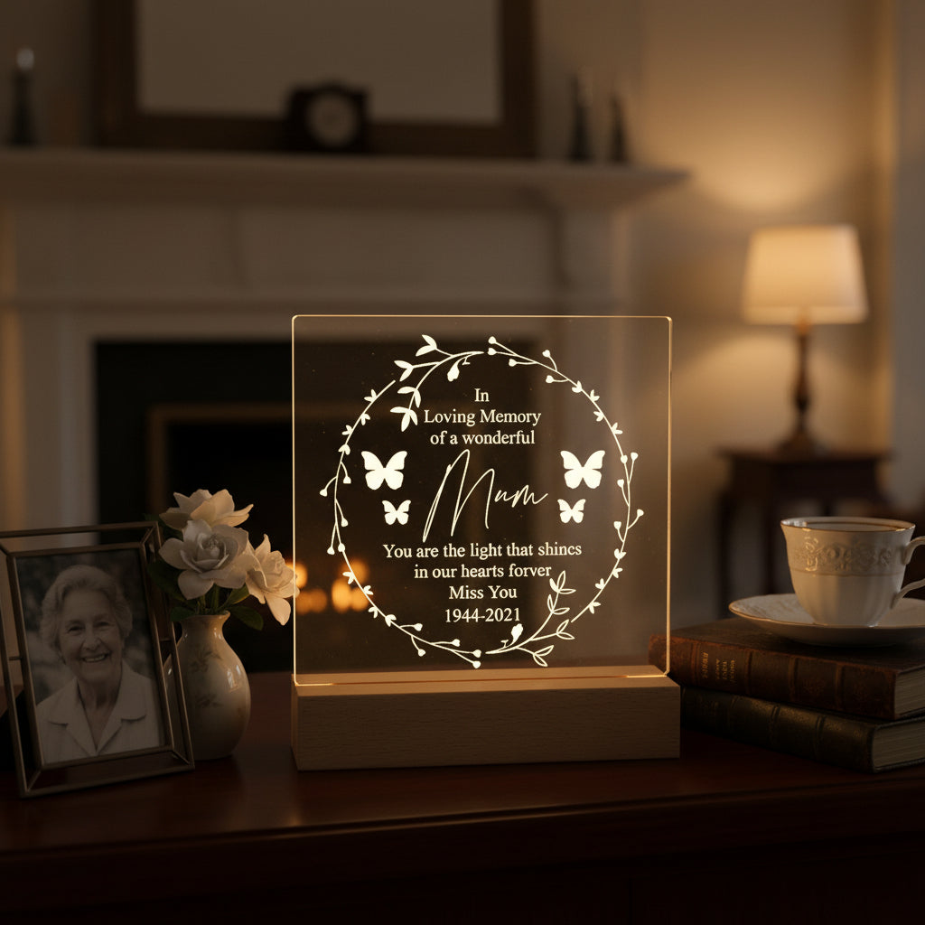 in Loving Memory of Mum Remembrance Memorial Personalised Light LED Lamp Personalised Lights ukgiftstoreonline
