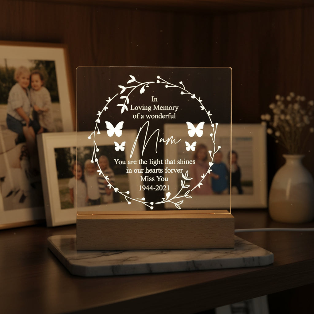 in Loving Memory of Mum Remembrance Memorial Personalised Light LED Lamp Personalised Lights ukgiftstoreonline