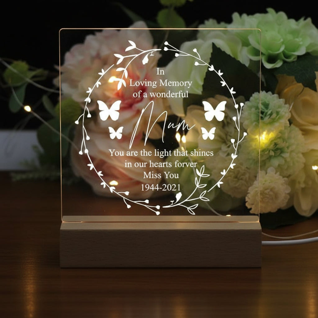 in Loving Memory of Mum Remembrance Memorial Personalised Light LED Lamp Personalised Lights ukgiftstoreonline