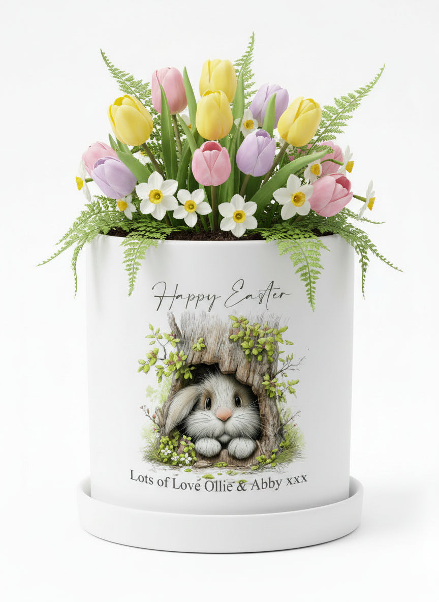 Large 14cm Clay Flower Pot For Easter Gift Personalised With Bunny ukgiftstoreonline