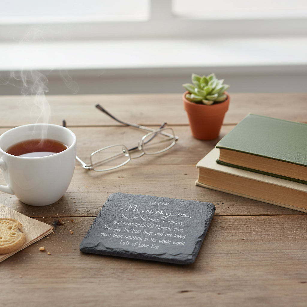 Personalised Mummy Sentiment Gift Slate Stone Drink Coaster Personalised Slates ukgiftstoreonline