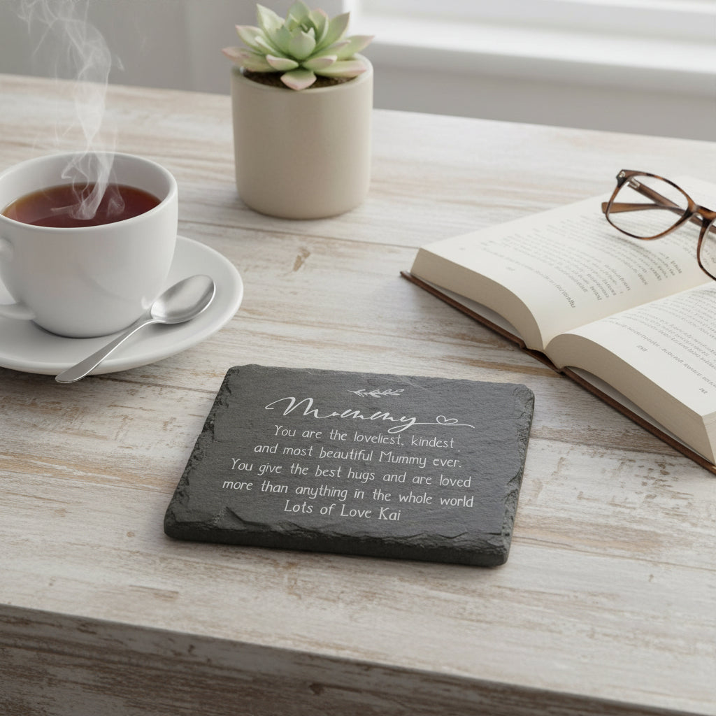 Personalised Mummy Sentiment Gift Slate Stone Drink Coaster Personalised Slates ukgiftstoreonline