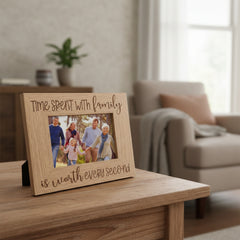 Time Spent With Family Photo Frame Landscape Oak Wood Finish Family Photo frame ukgiftstoreonline