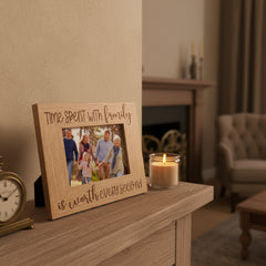 Time Spent With Family Photo Frame Landscape Oak Wood Finish Family Photo frame ukgiftstoreonline