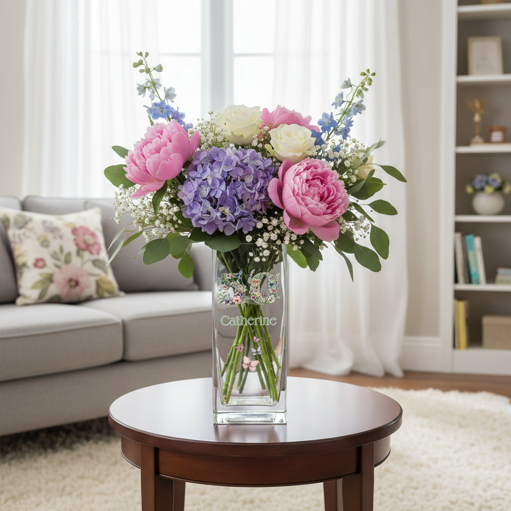 Personalised 50th Birthday Flower Vase Gift Present With Floral Numbers Personalised Flower Vase ukgiftstoreonline