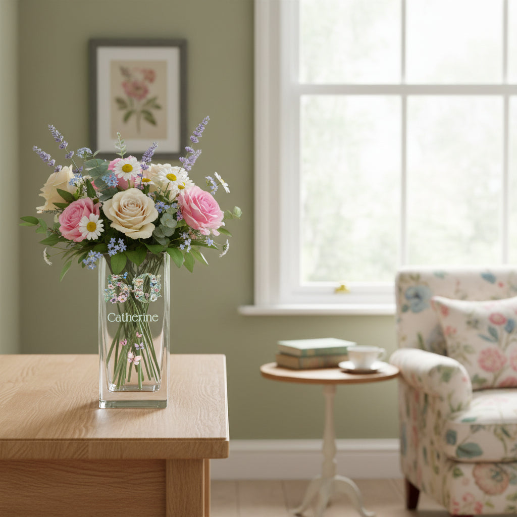 Personalised 50th Birthday Flower Vase Gift Present With Floral Numbers Personalised Flower Vase ukgiftstoreonline