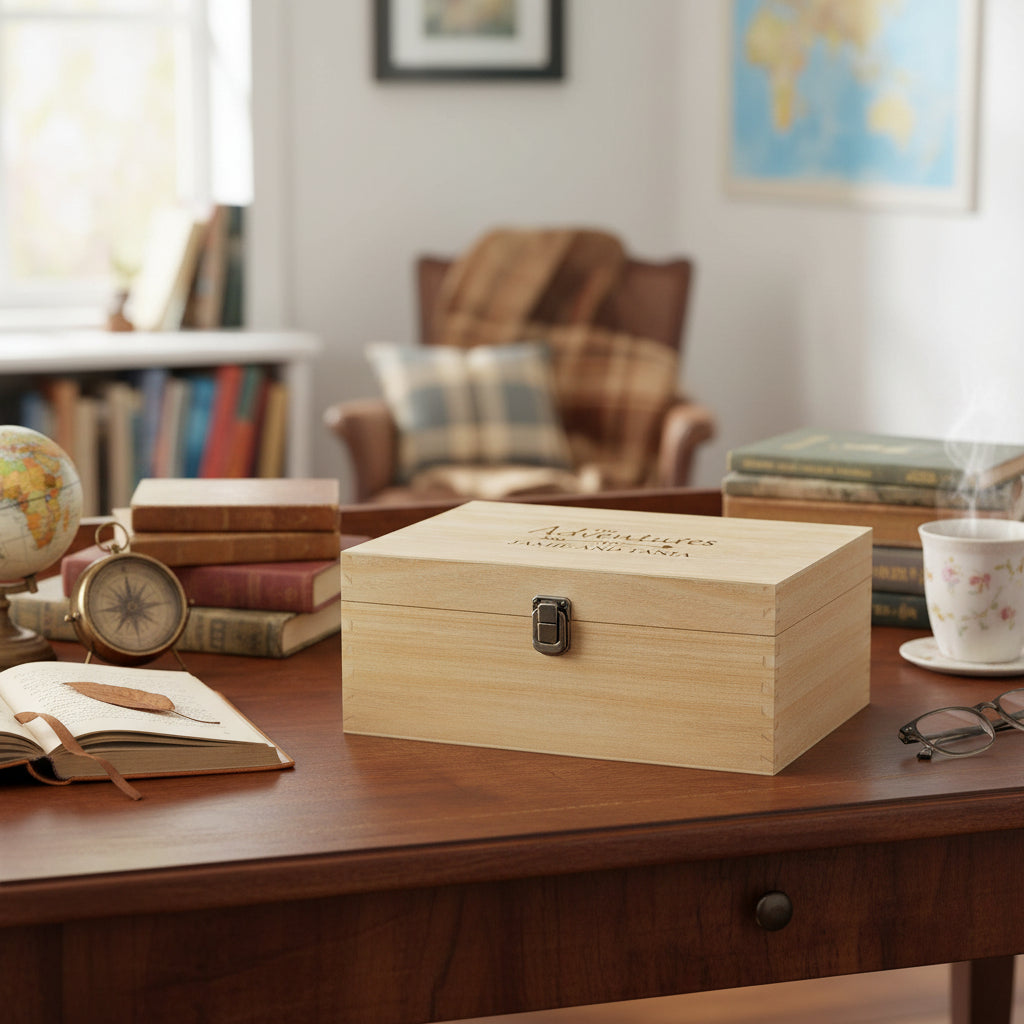 Wooden Personalised Adventure Memory Keepsake Box Gift Keepsake Memory Box ukgiftstoreonline