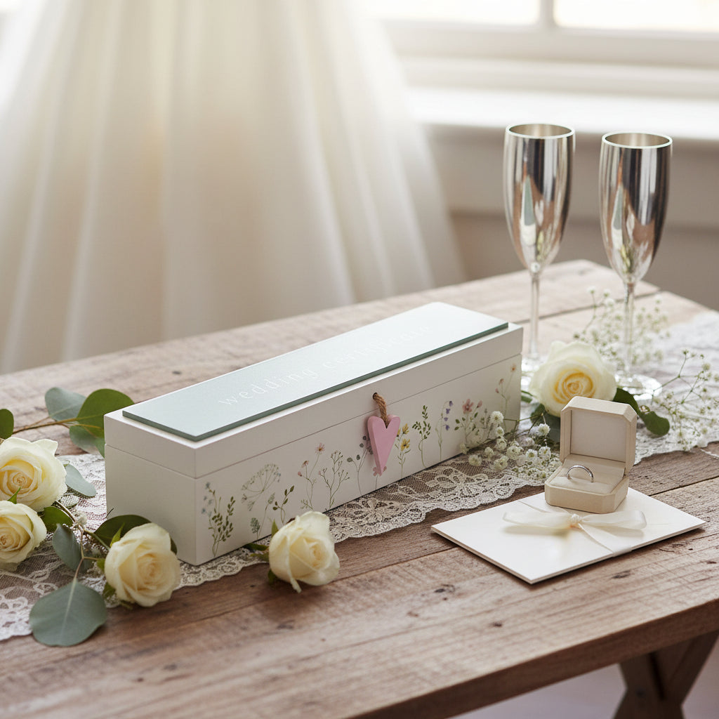 Wildflower Wooden Wedding Certificate Holder With Delicate Design Personalised Wedding Gift ukgiftstoreonline