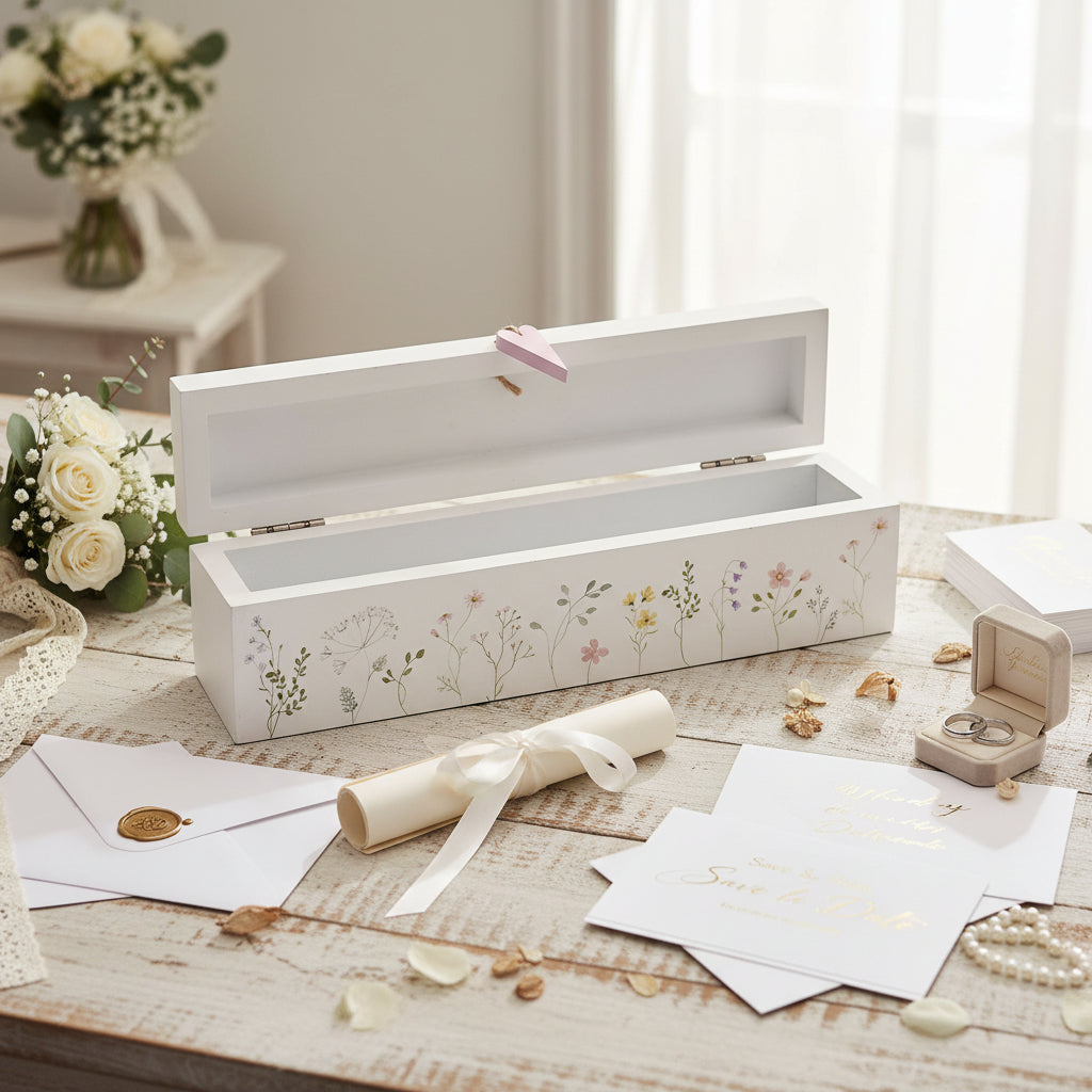 Wildflower Wooden Wedding Certificate Holder With Delicate Design Personalised Wedding Gift ukgiftstoreonline
