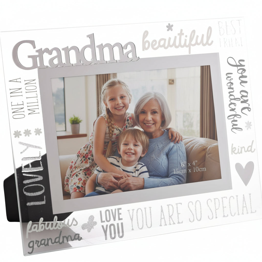 Beautiful Grandma Glass and Mirror Photo Frame Gift For Mothers Day Birthday or Christmas Nan Photo Frame ukgiftstoreonline