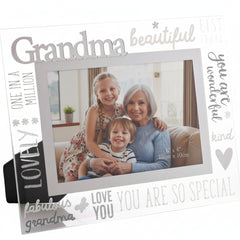 Beautiful Grandma Glass and Mirror Photo Frame Gift For Mothers Day Birthday or Christmas