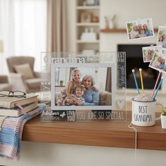 Beautiful Grandma Glass and Mirror Photo Frame Gift For Mothers Day Birthday or Christmas