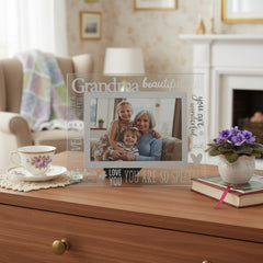 Beautiful Grandma Glass and Mirror Photo Frame Gift For Mothers Day Birthday or Christmas