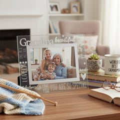 Beautiful Grandma Glass and Mirror Photo Frame Gift For Mothers Day Birthday or Christmas
