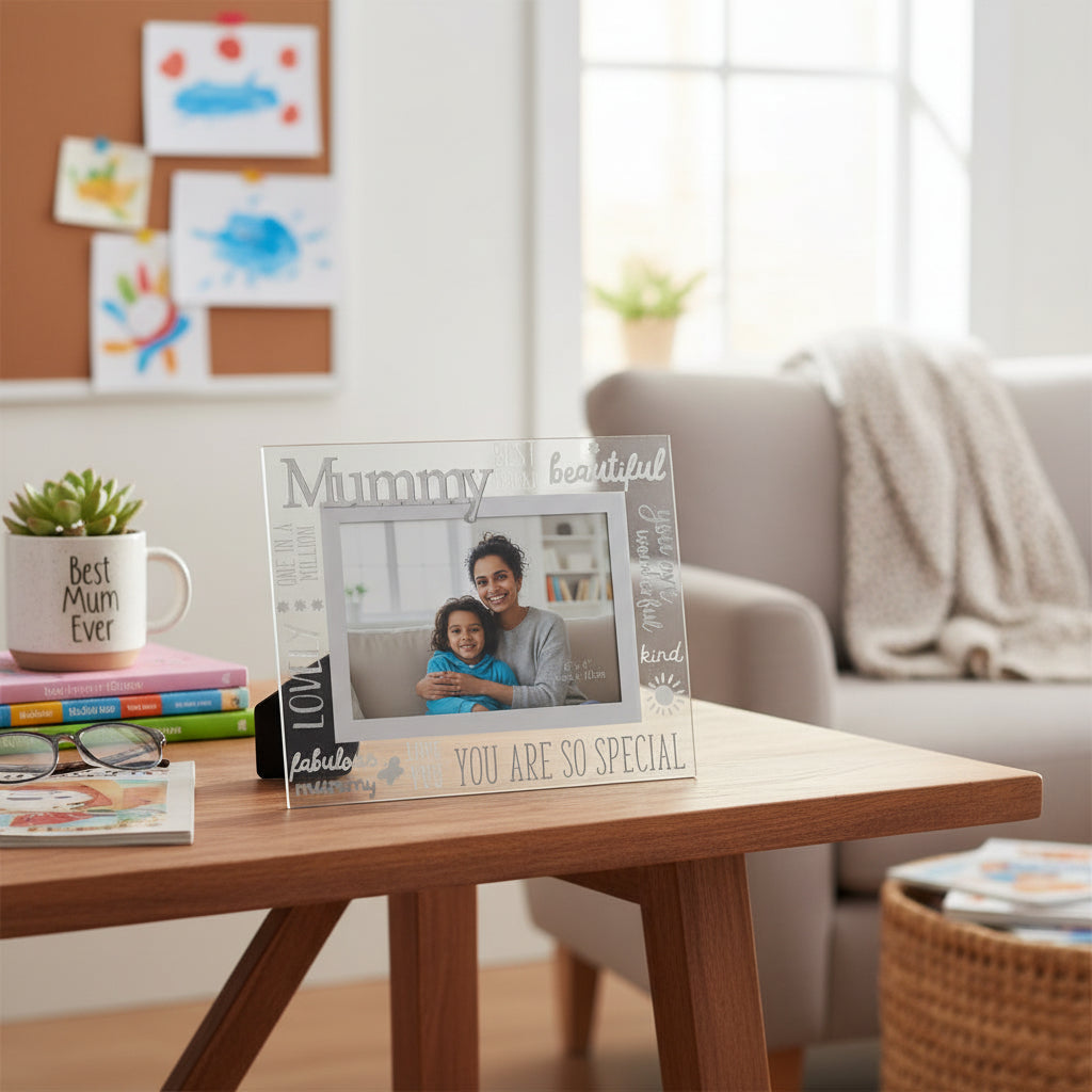 Beautiful Mummy Glass and Mirror Photo Frame Gift For Mothers Day Birthday or Christmas Nan Photo Frame ukgiftstoreonline
