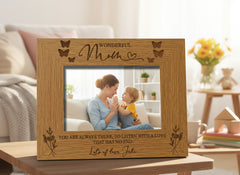 Personalised Wonderful Mum Engraved Wooden Photo Frame Gift personalised photo frames ukgiftstoreonline