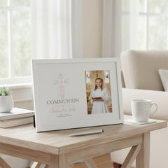 Personalised First Holy Communion Pink Ornate Cross Design Photo Frame Communion Photo Frame ukgiftstoreonline