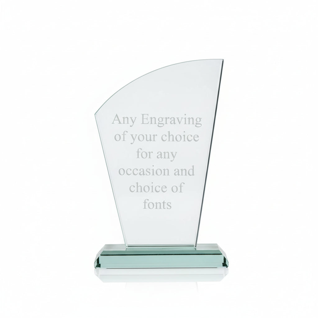 Jade Glass Personalised 15cm Award Trophy Any Engraving or Occasion Tapered Design Jade Glass ukgiftstoreonline