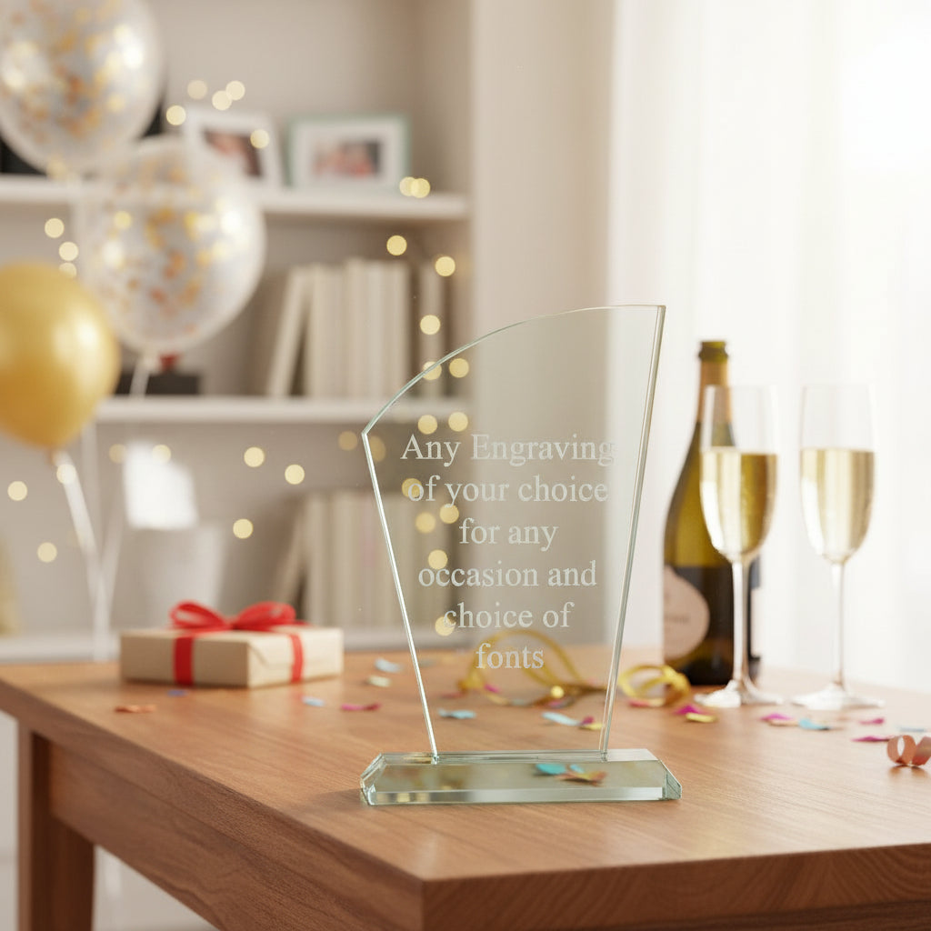 Jade Glass Personalised 15cm Award Trophy Any Engraving or Occasion Tapered Design Jade Glass ukgiftstoreonline