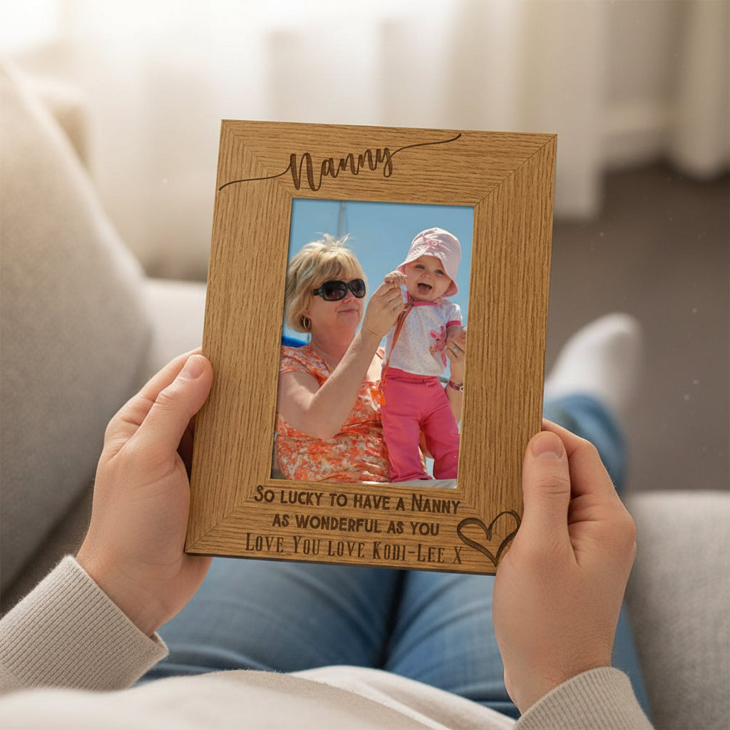 Personalised Nan Love Heart Engraved Portrait Photo Frame Gift personalised photo frames ukgiftstoreonline