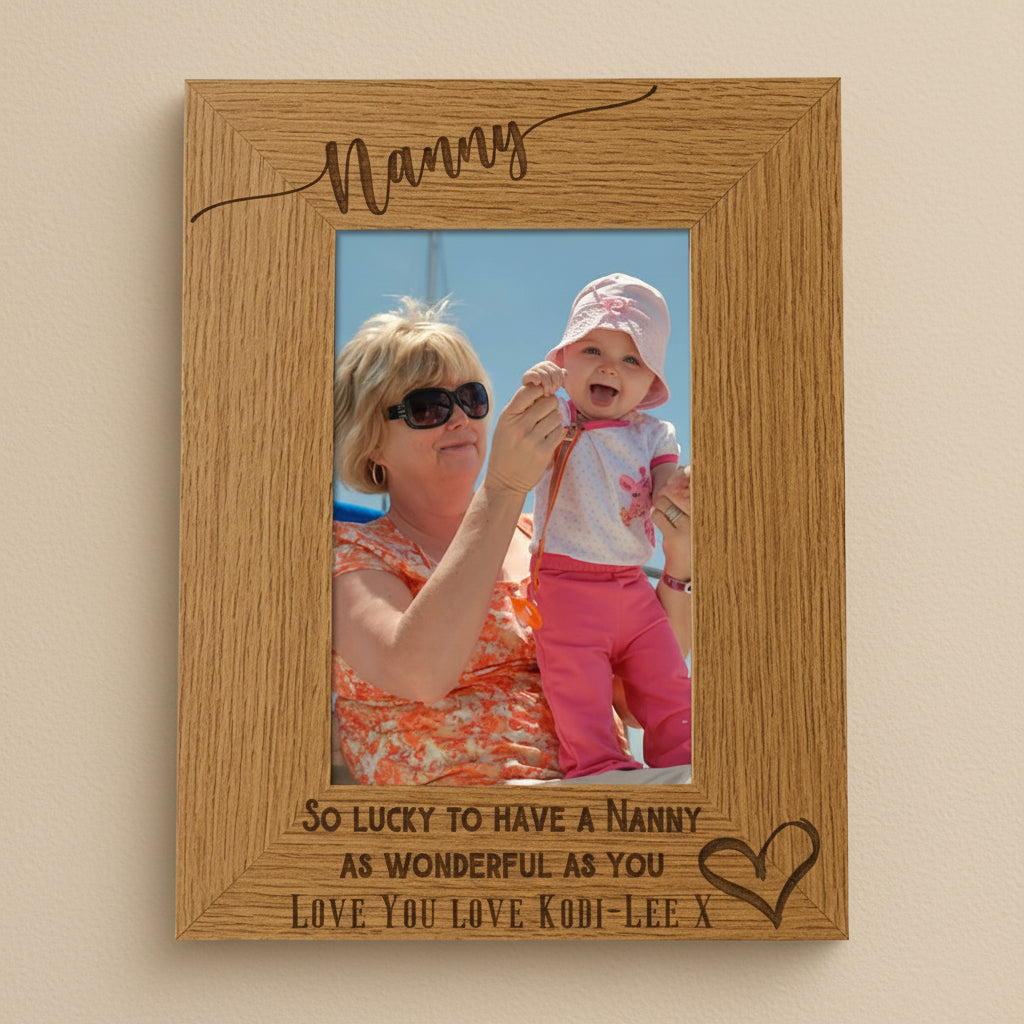 Personalised Nan Love Heart Engraved Portrait Photo Frame Gift personalised photo frames ukgiftstoreonline