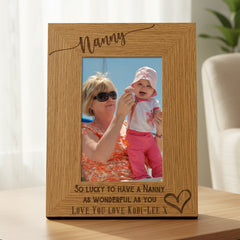 Personalised Nan Love Heart Engraved Portrait Photo Frame Gift personalised photo frames ukgiftstoreonline
